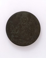 Eleven-Headed (ekādashamukha) Avalokitesvara (Kannon Bosatsu), line-engraved mirror with the motif of autumn flower plants and two birdsimage