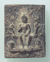 Solitary deity and a Triad (reliefs on unglazed clay tiles) image