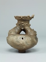 Spouted earthenware with human figure design image