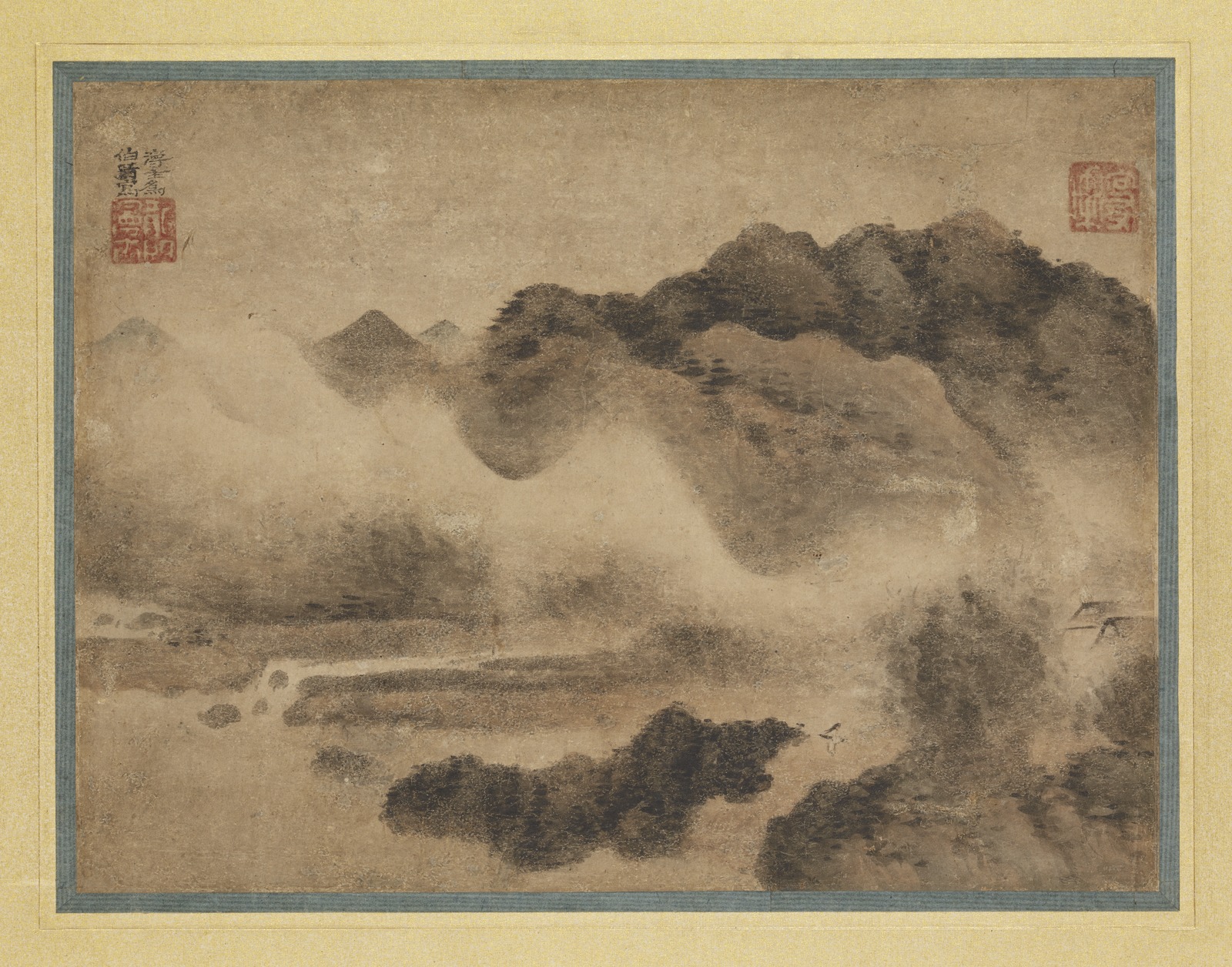 格安好評dr1122〈張大昕〉山水図「高源奔濤」中国画 山水、風月