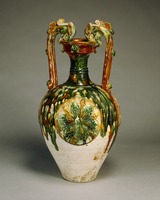 Color-glazed jar with two dragon-shaped handles image