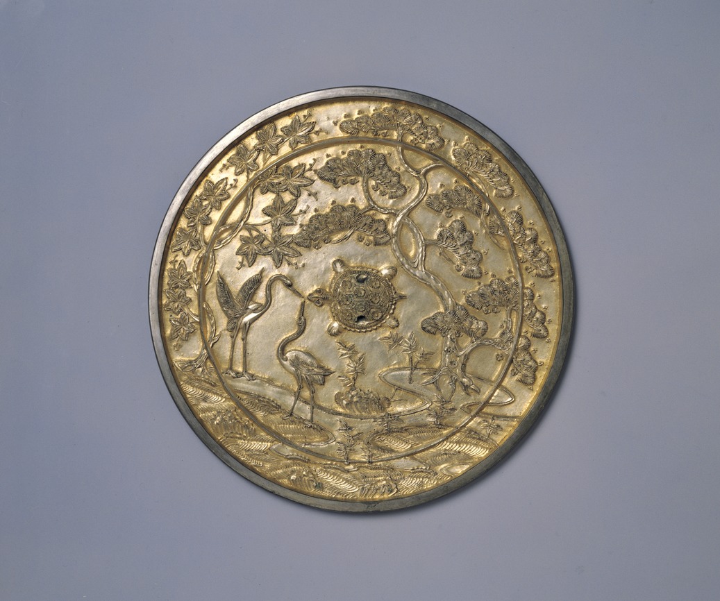 人気ワードアンティーク青銅の鏡　松葉双鶴文鏡　17世紀だそうです。10.5cm です