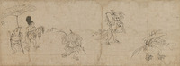 Detached Segment of Caricatures of Frolicking Animals and Peopleimage