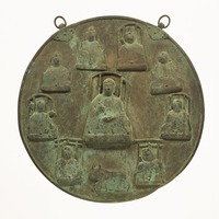 Kakebotoke (Hanging round tablet) with image of ten Shinto deitiesimage