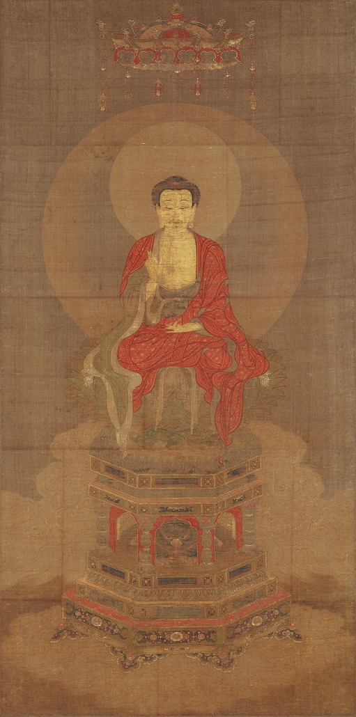 紺地金泥 釈迦三尊像 仏画 古画 日本画　希少　模写作品　送料込 紺地金泥 釈迦三尊像 仏画 古画 日本画 希少 模写作品 送料込