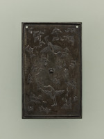 Line-engraved Avalokitesvara (Kannon Bosatsu) (rectangular mirror with the motif of crane holding a pine branch in its mouth) image