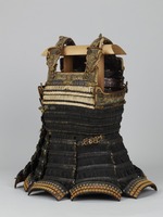 Black-leather based Domaru armor laced with white threads image
