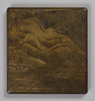 Writing box 'Otokoyama,' lacquered with metal powder, the picture inspired by a poem by Minamoto no Masazaneimage
