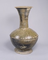 Sue-ki earthenware, long-neck bottle with stand image